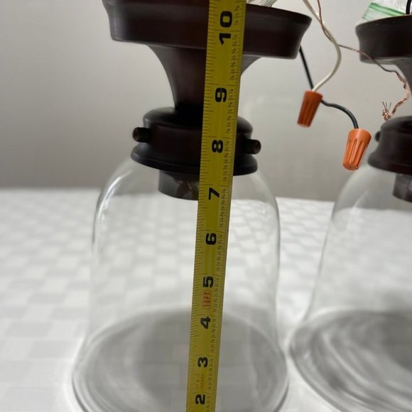 Set of 2 Semi Flush Mount with Bell Shaped Clear Glass Shades - Picture 3 of 5